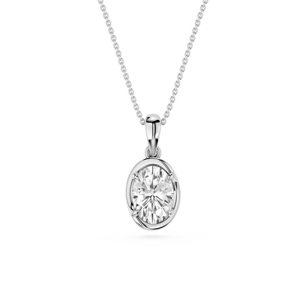 Oval Cut Lab Grown Diamond Solitaire Pendant