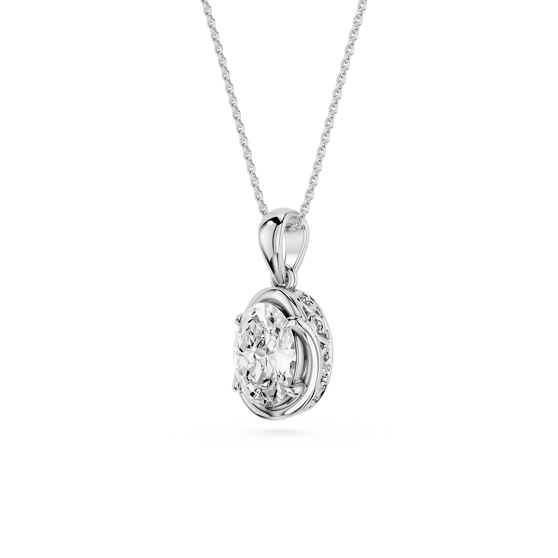 Oval Cut Lab Grown Diamond Solitaire Pendant