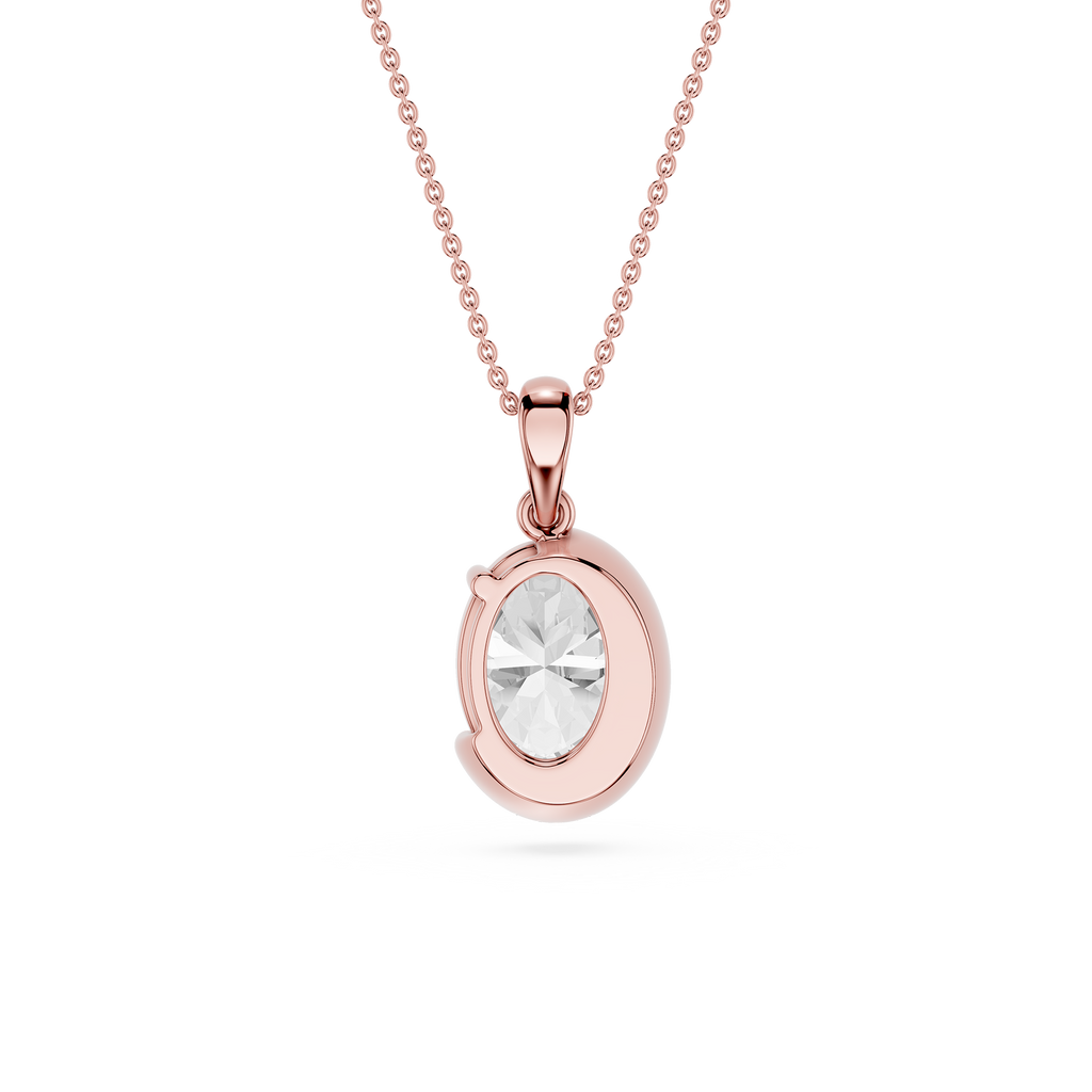 Oval Cut Lab Grown Diamond Crescent Pendant