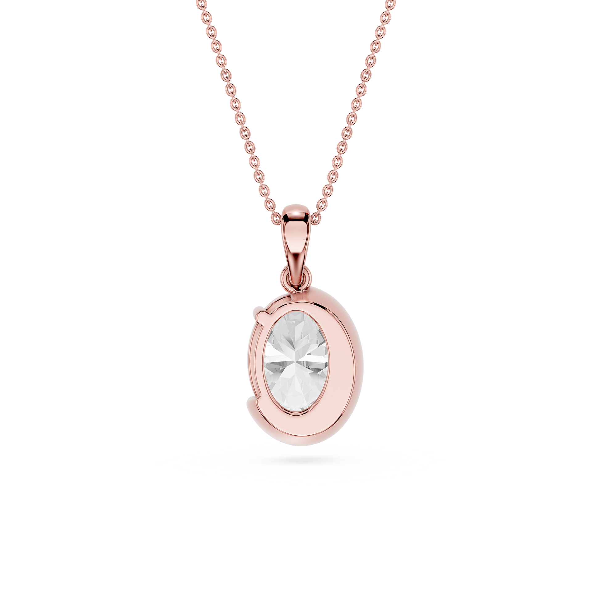 Oval Cut Lab Grown Diamond Crescent Pendant