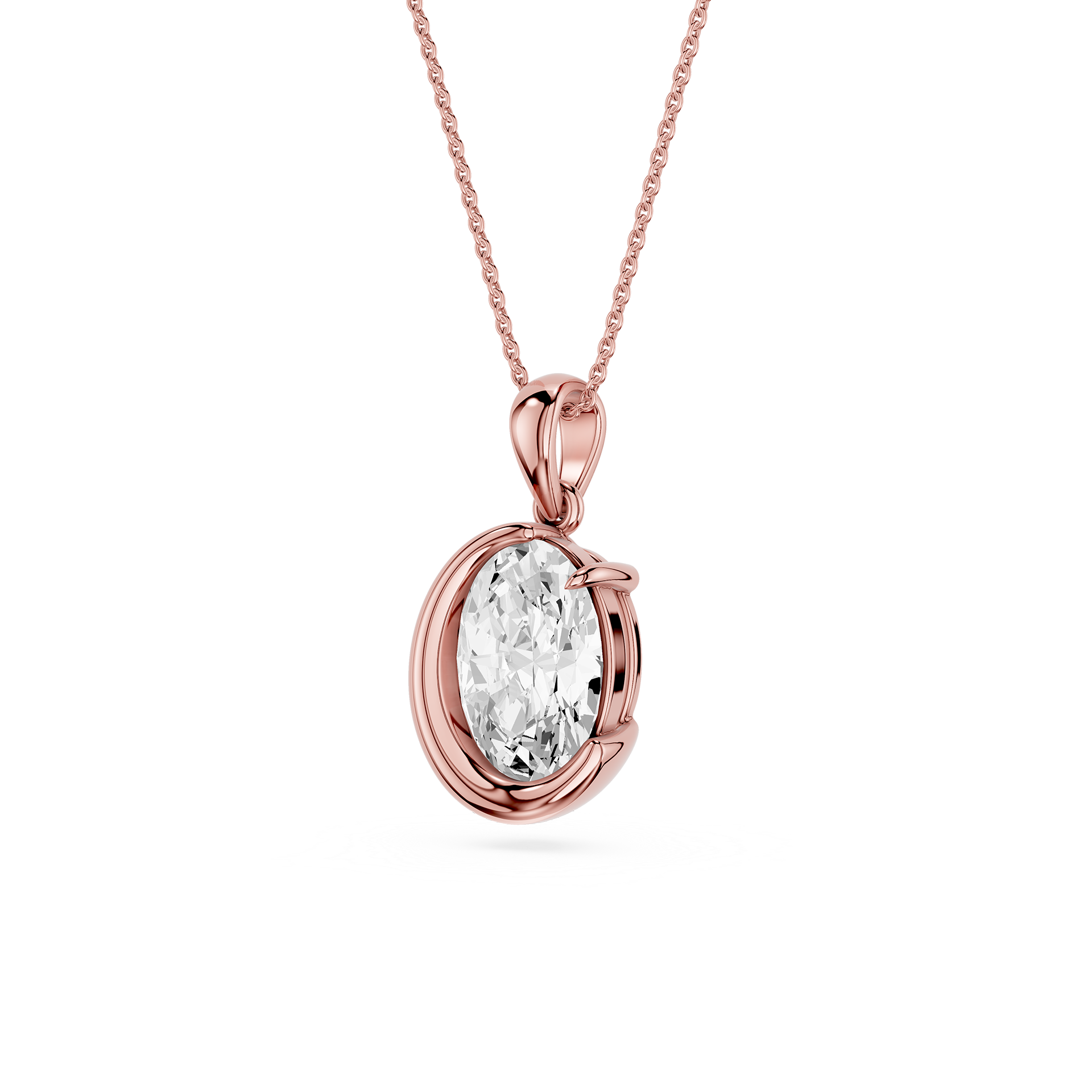 Oval Cut Lab Grown Diamond Crescent Pendant