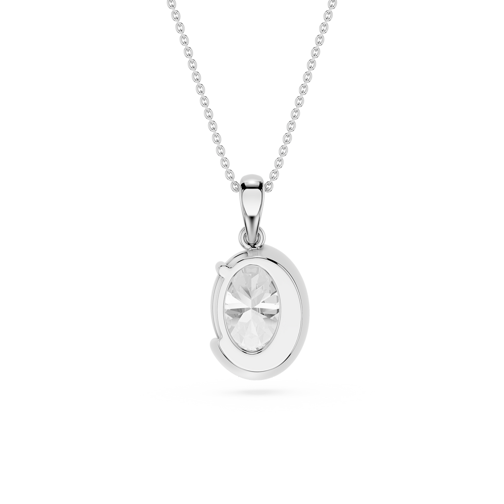 Oval Cut Lab Grown Diamond Crescent Pendant