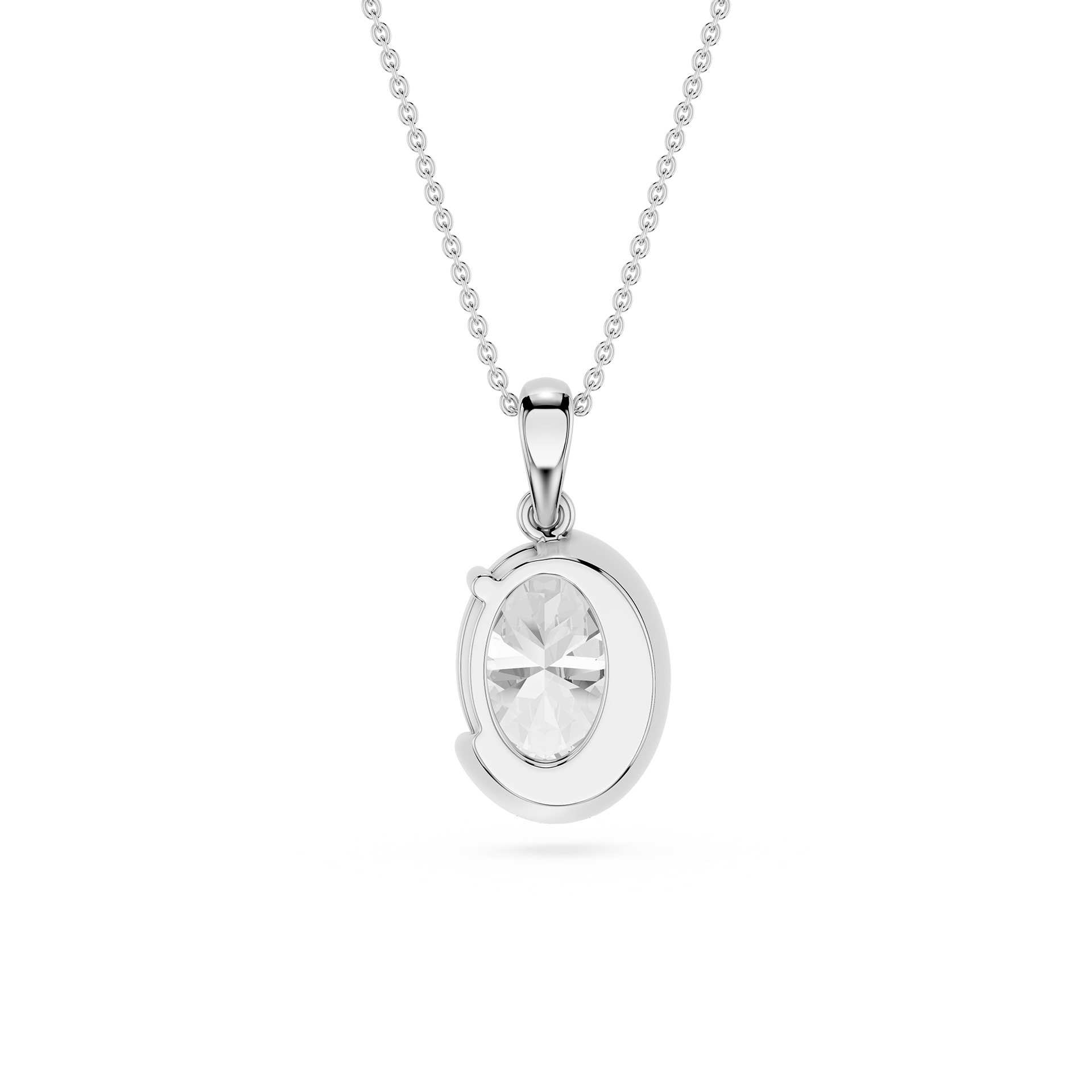 Oval Cut Lab Grown Diamond Crescent Pendant