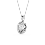 Oval Cut Lab Grown Diamond Crescent Pendant