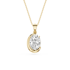 Oval Cut Lab Grown Diamond Crescent Pendant
