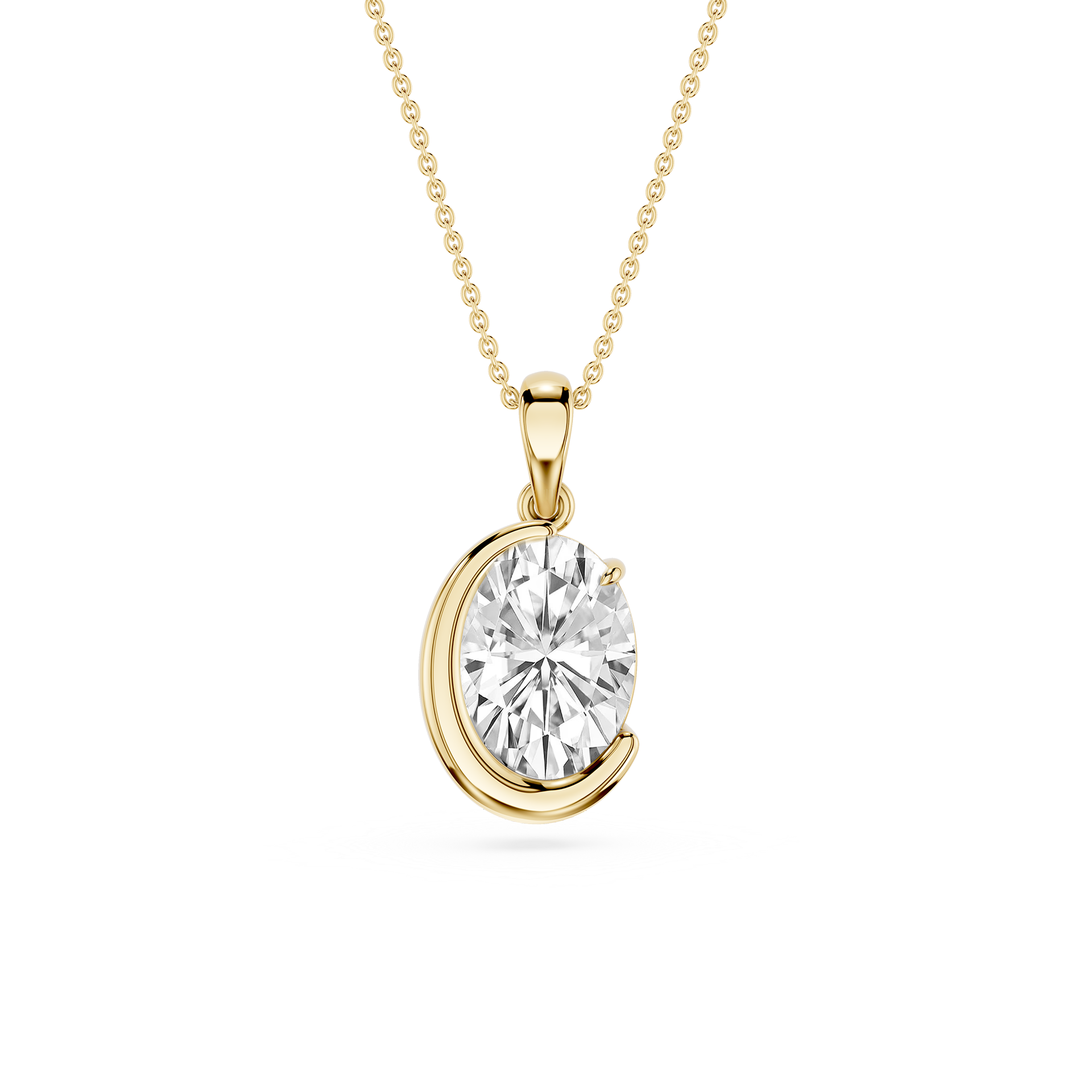 Oval Cut Lab Grown Diamond Crescent Pendant