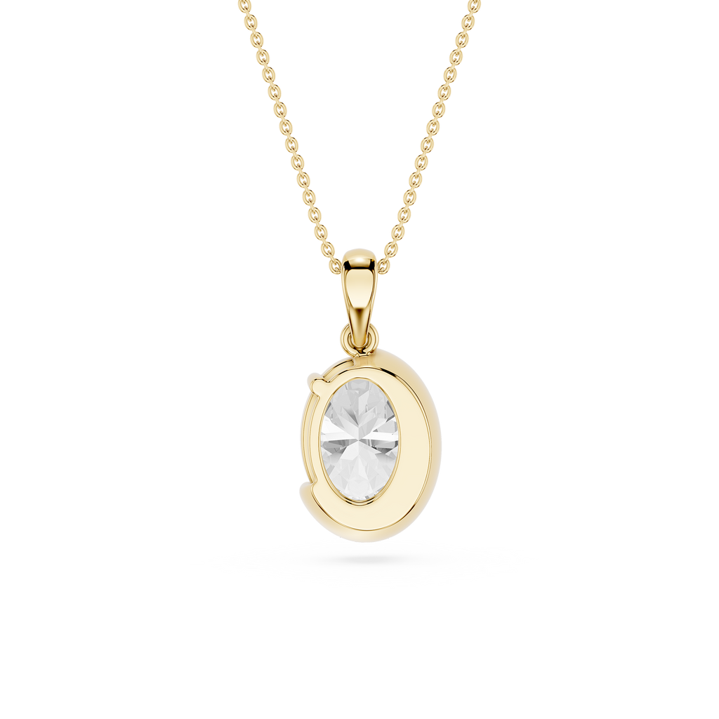 Oval Cut Lab Grown Diamond Crescent Pendant