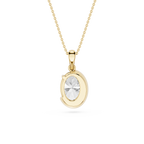Oval Cut Lab Grown Diamond Crescent Pendant