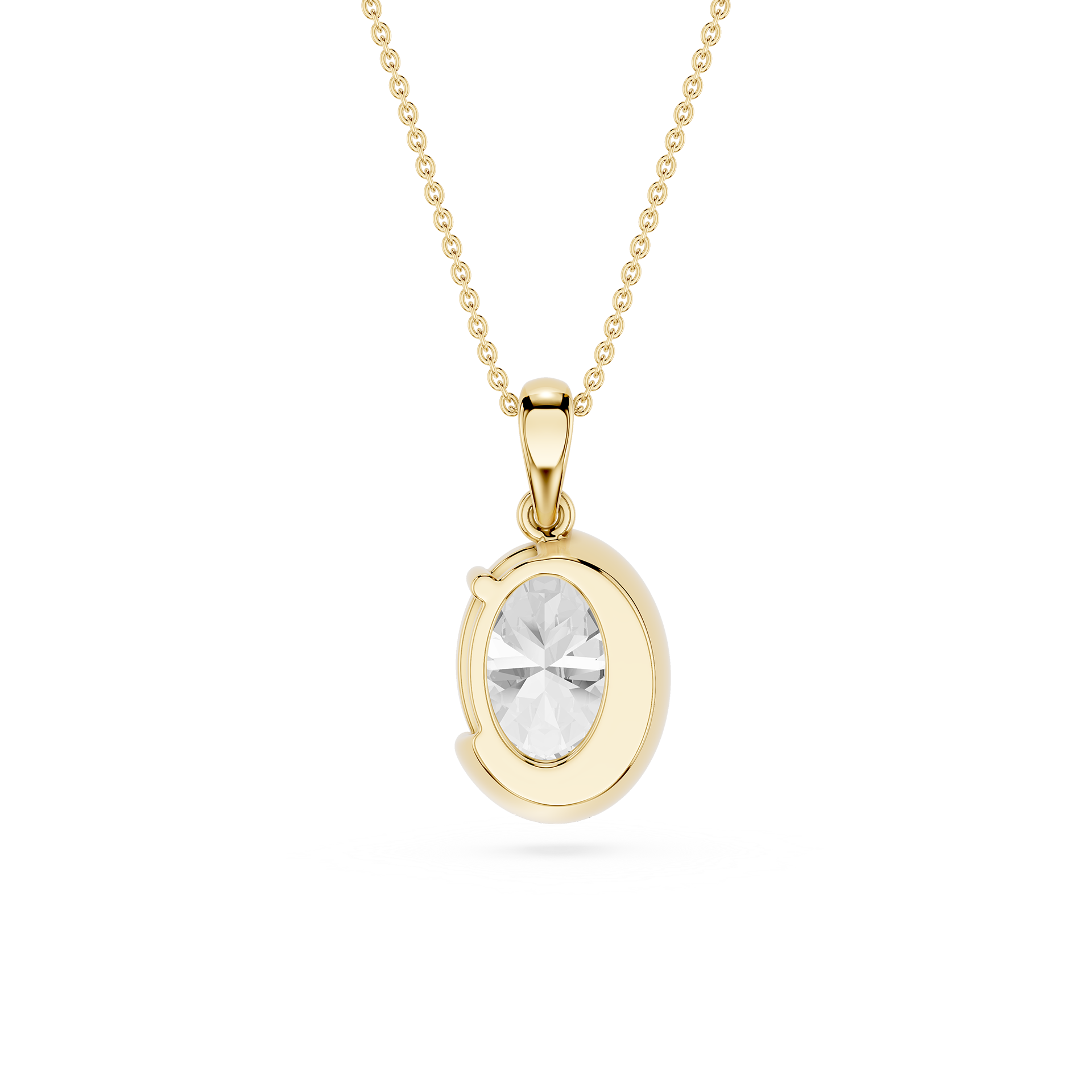 Oval Cut Lab Grown Diamond Crescent Pendant
