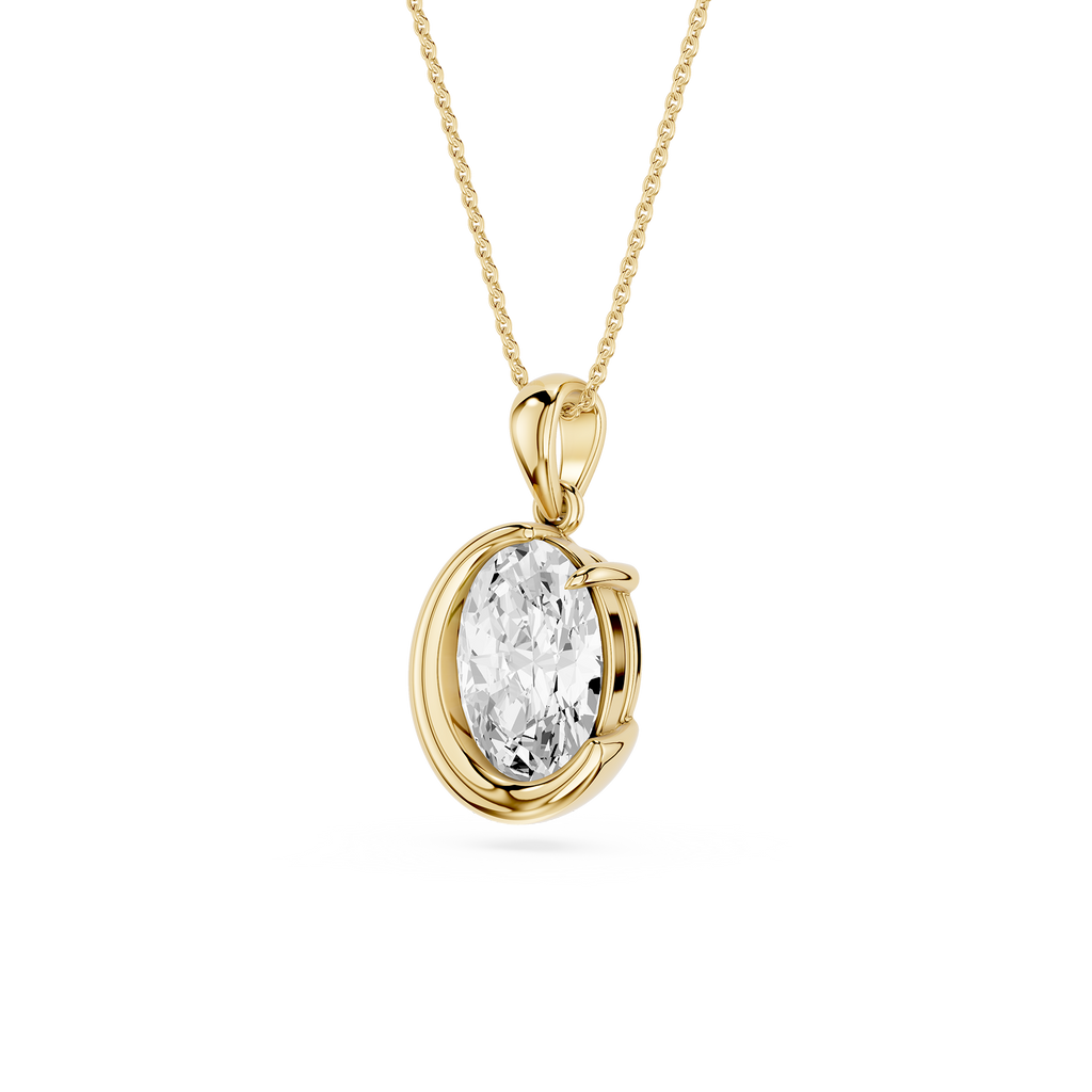 Oval Cut Lab Grown Diamond Crescent Pendant