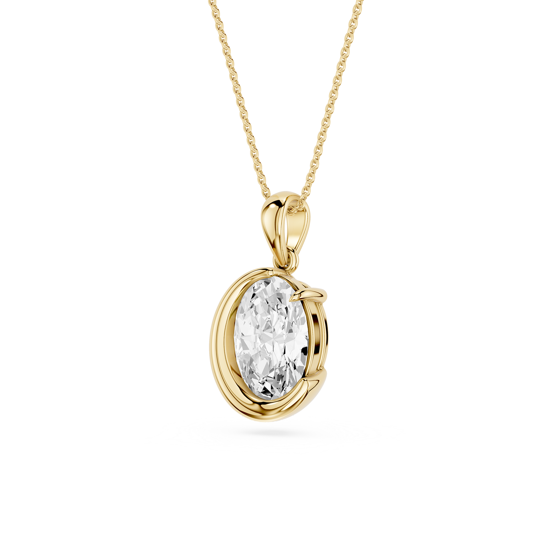 Oval Cut Lab Grown Diamond Crescent Pendant