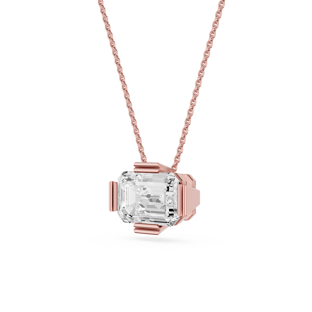 Emerald Cut Lab Grown Diamond Solitaire Pendant