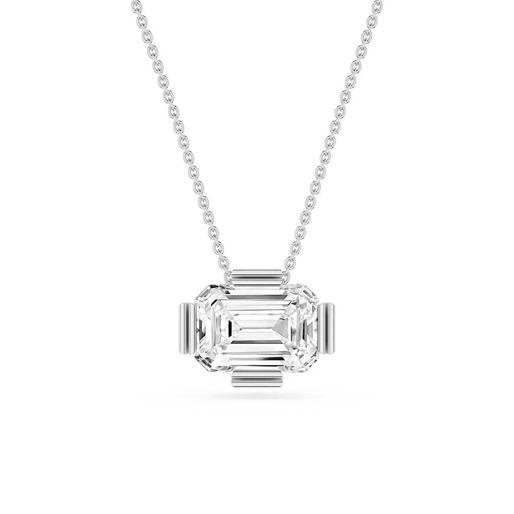 Emerald Cut Lab Grown Diamond Solitaire Pendant