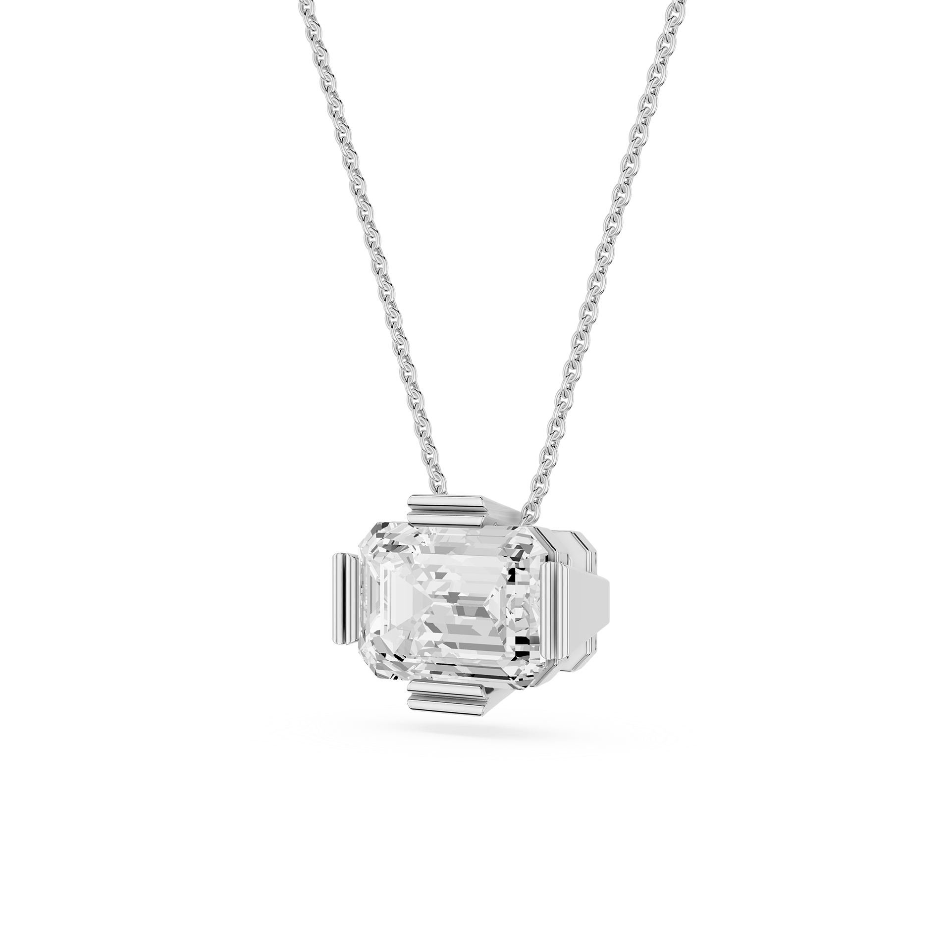Emerald Cut Lab Grown Diamond Solitaire Pendant