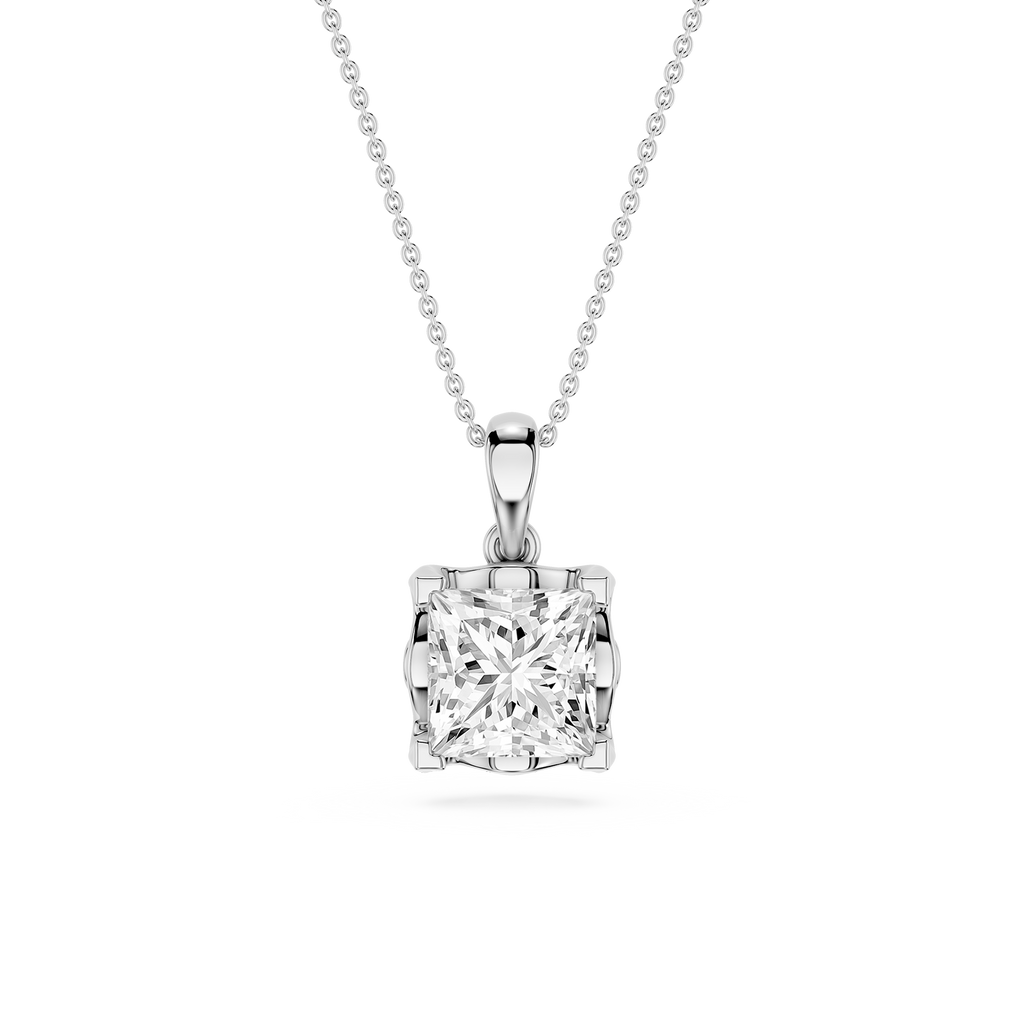 Princess Cut Lab Grown Diamond Solitaire Pendant