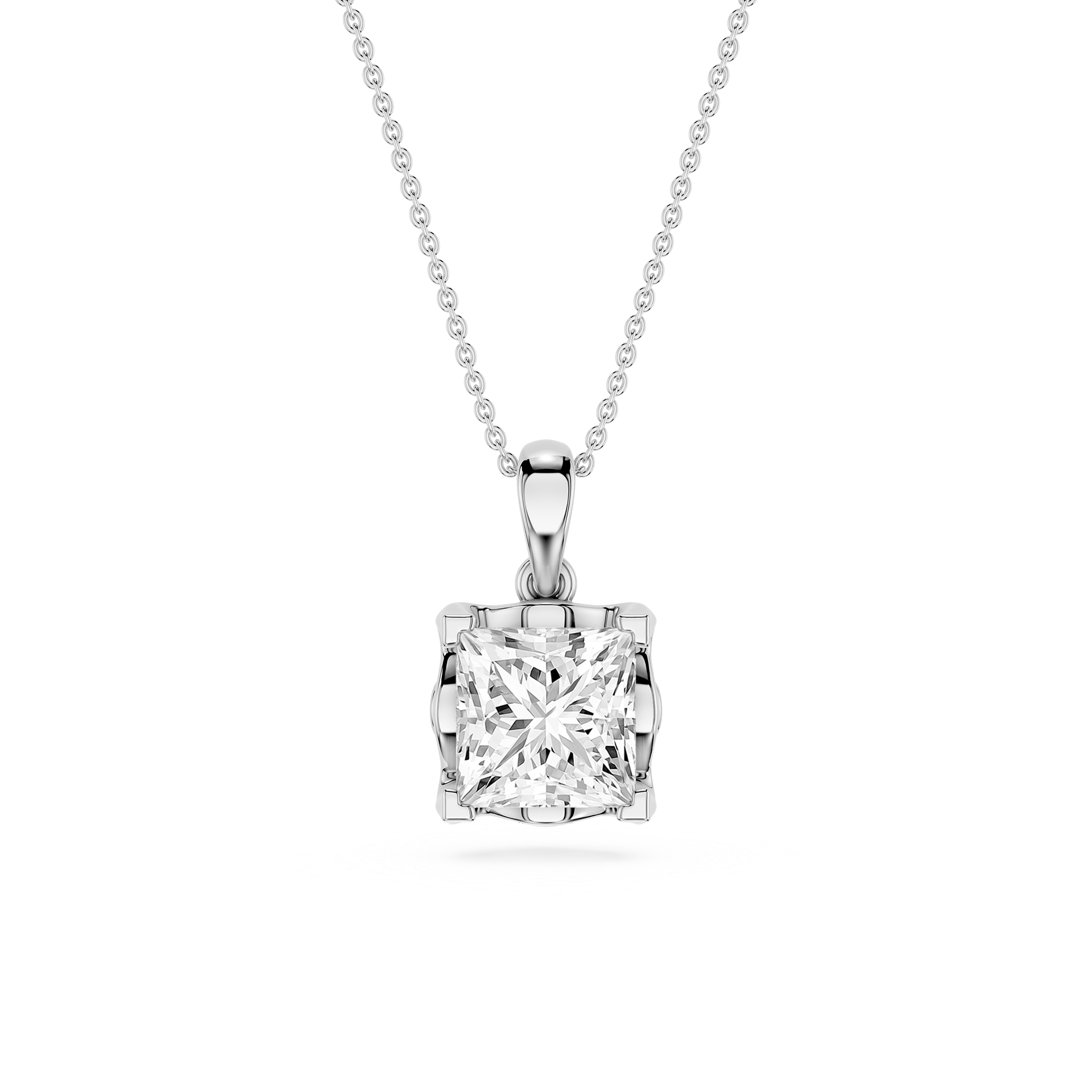 Princess Cut Lab Grown Diamond Solitaire Pendant