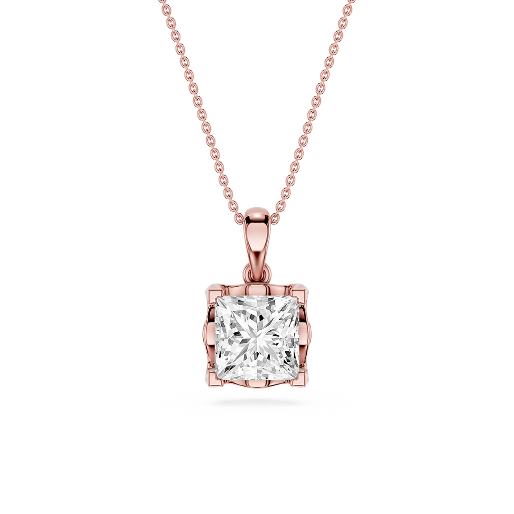 Princess Cut Lab Grown Diamond Solitaire Pendant