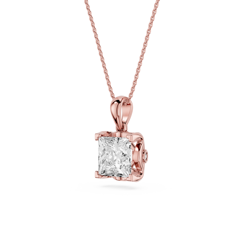 Princess Cut Lab Grown Diamond Solitaire Pendant