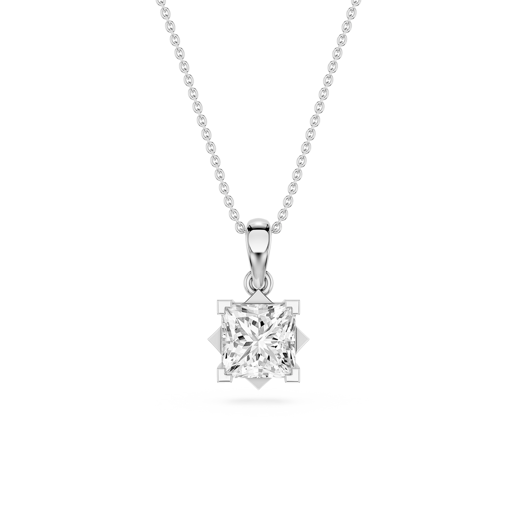 Princess Cut Lab Grown Diamond Solitaire Pendant