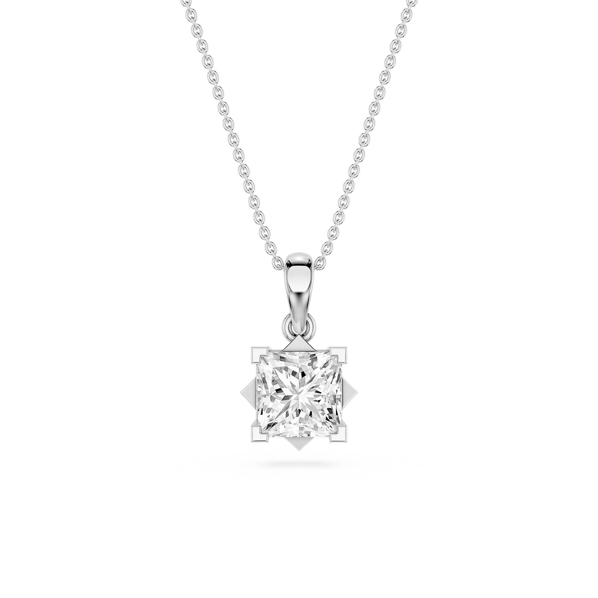 Princess Cut Lab Grown Diamond Solitaire Pendant