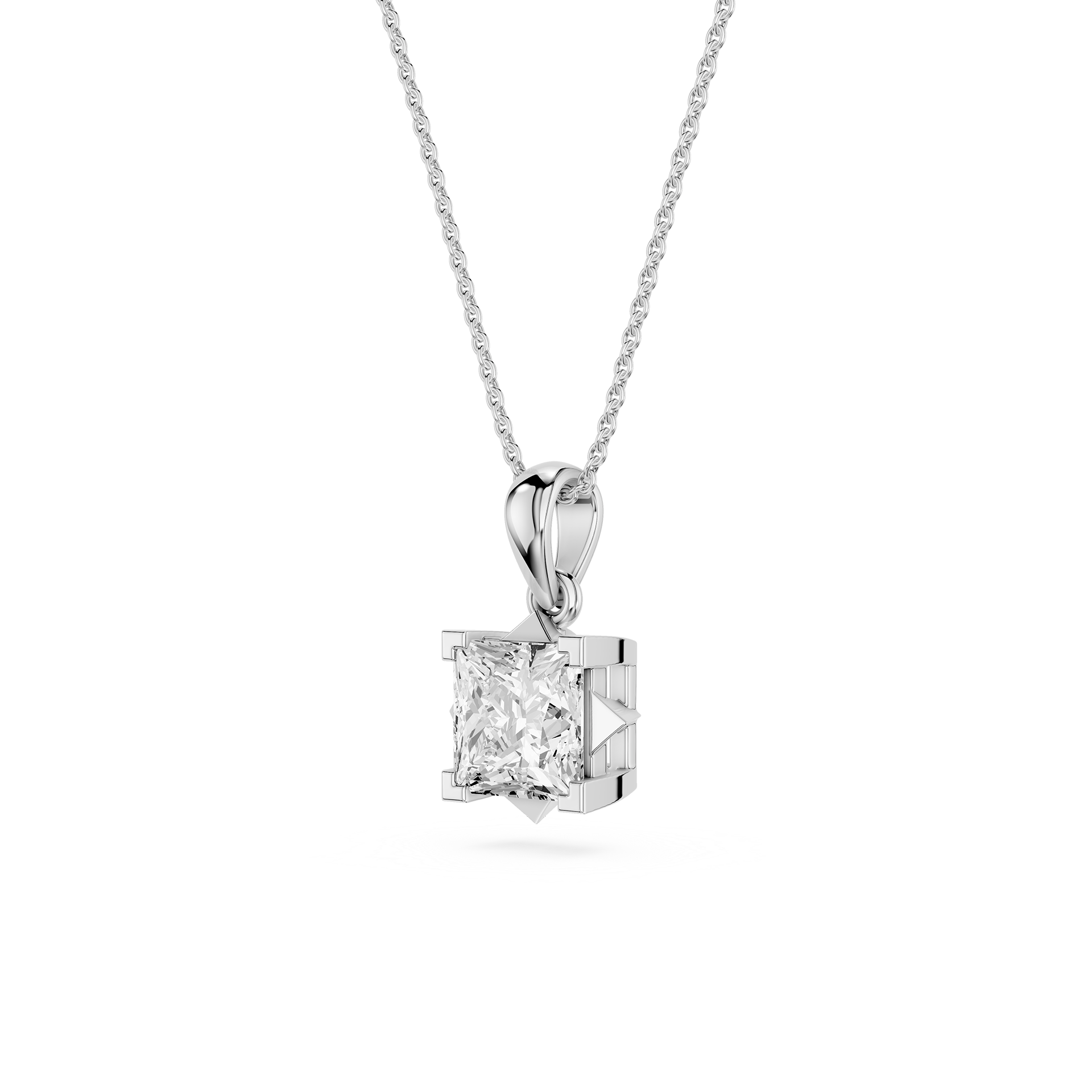 Princess Cut Lab Grown Diamond Solitaire Pendant