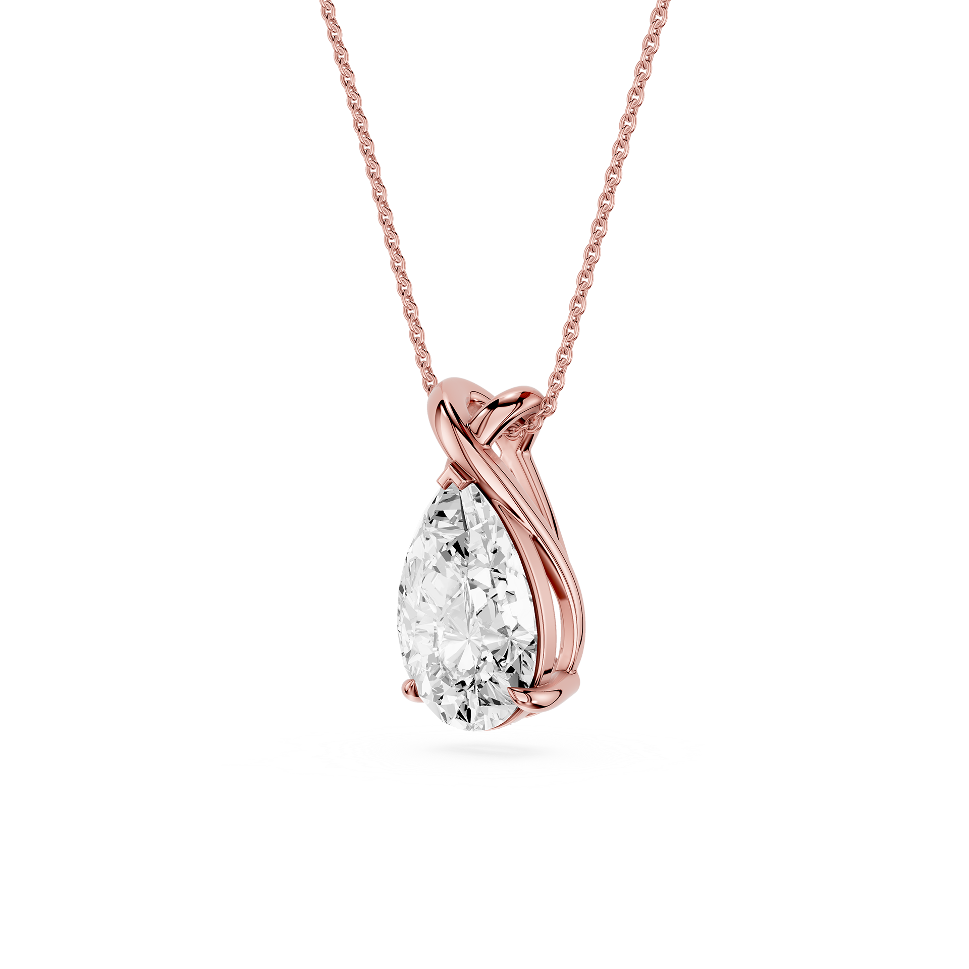 Pear Cut Lab Grown Diamond Twist Pendant