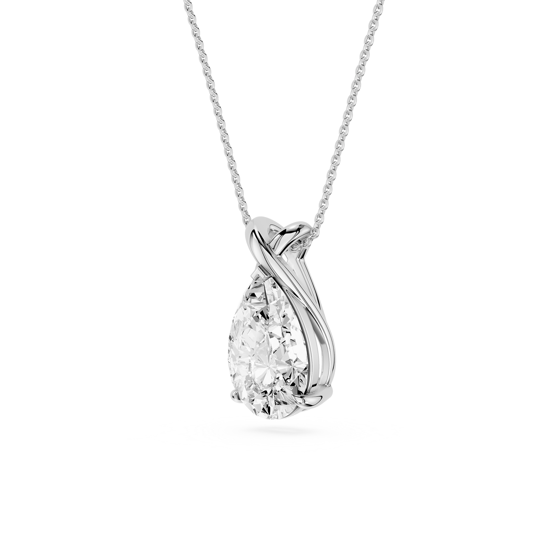 Pear Cut Lab Grown Diamond Twist Pendant