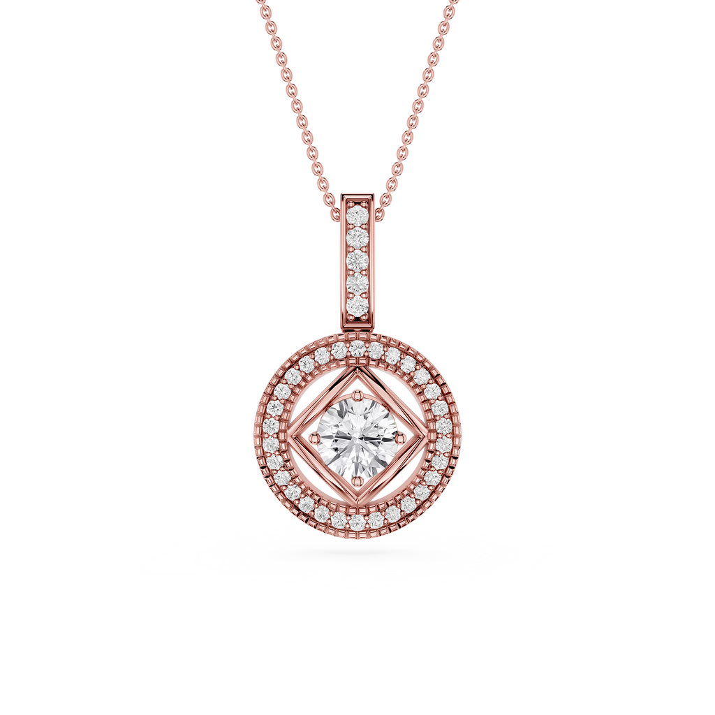 Round Cut Halo Lab Grown Diamond Pendant