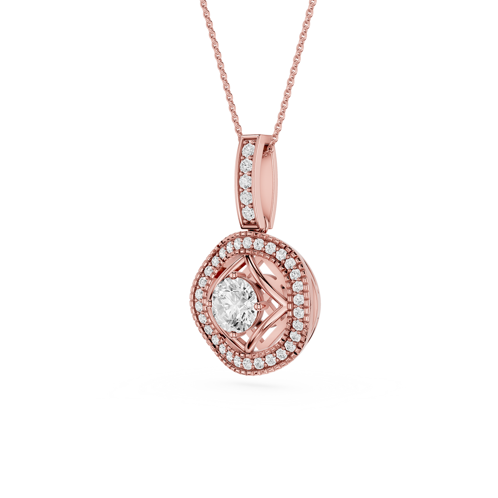 Round Cut Halo Lab Grown Diamond Pendant