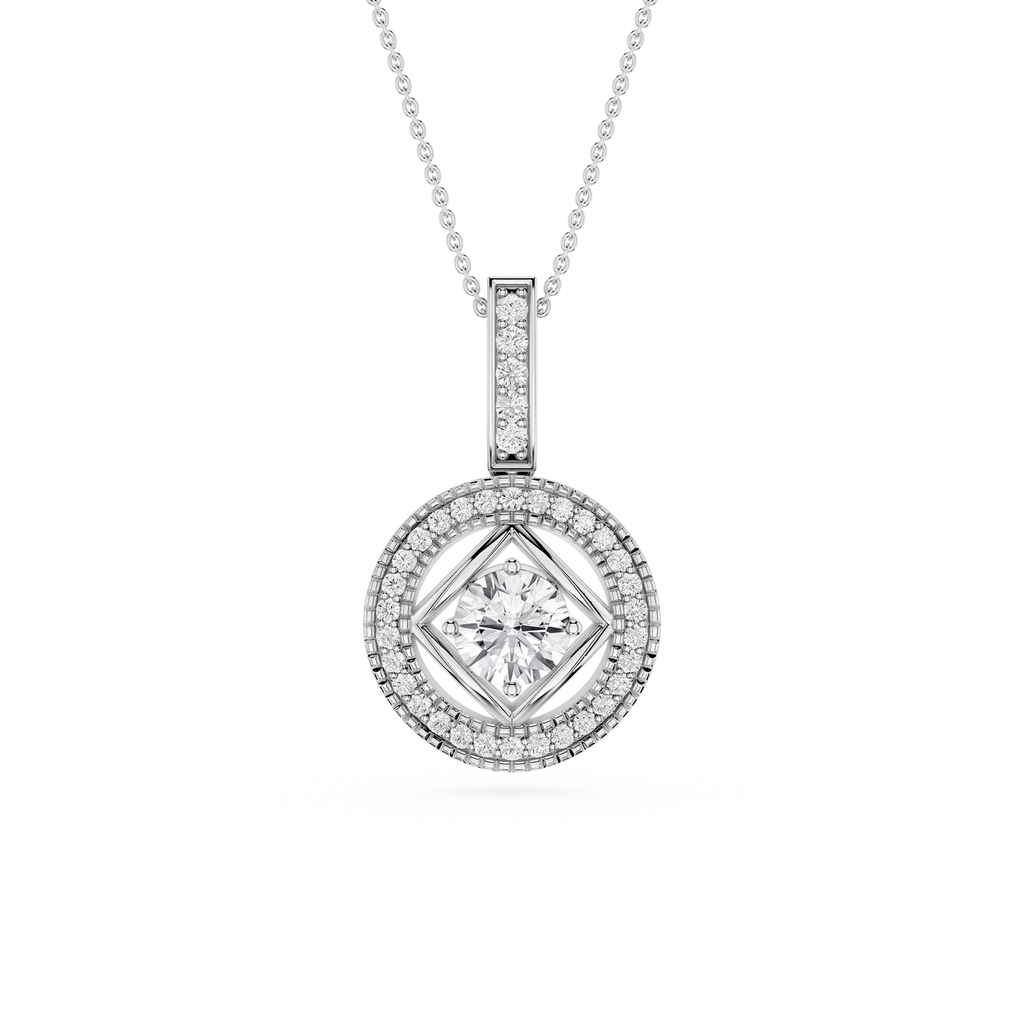 Round Cut Halo Lab Grown Diamond Pendant