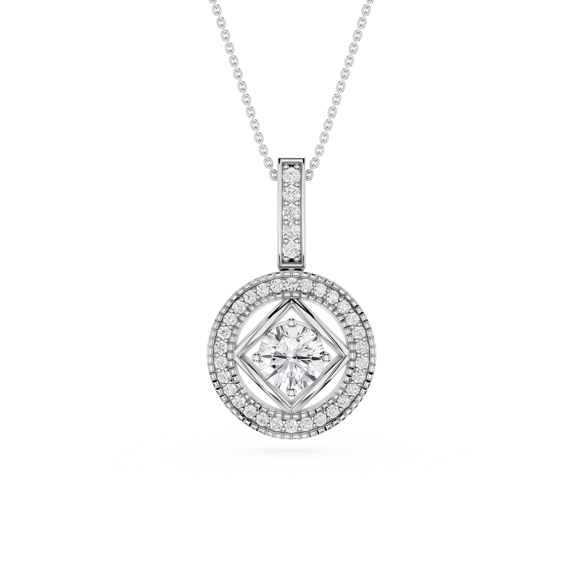 Round Cut Halo Lab Grown Diamond Pendant