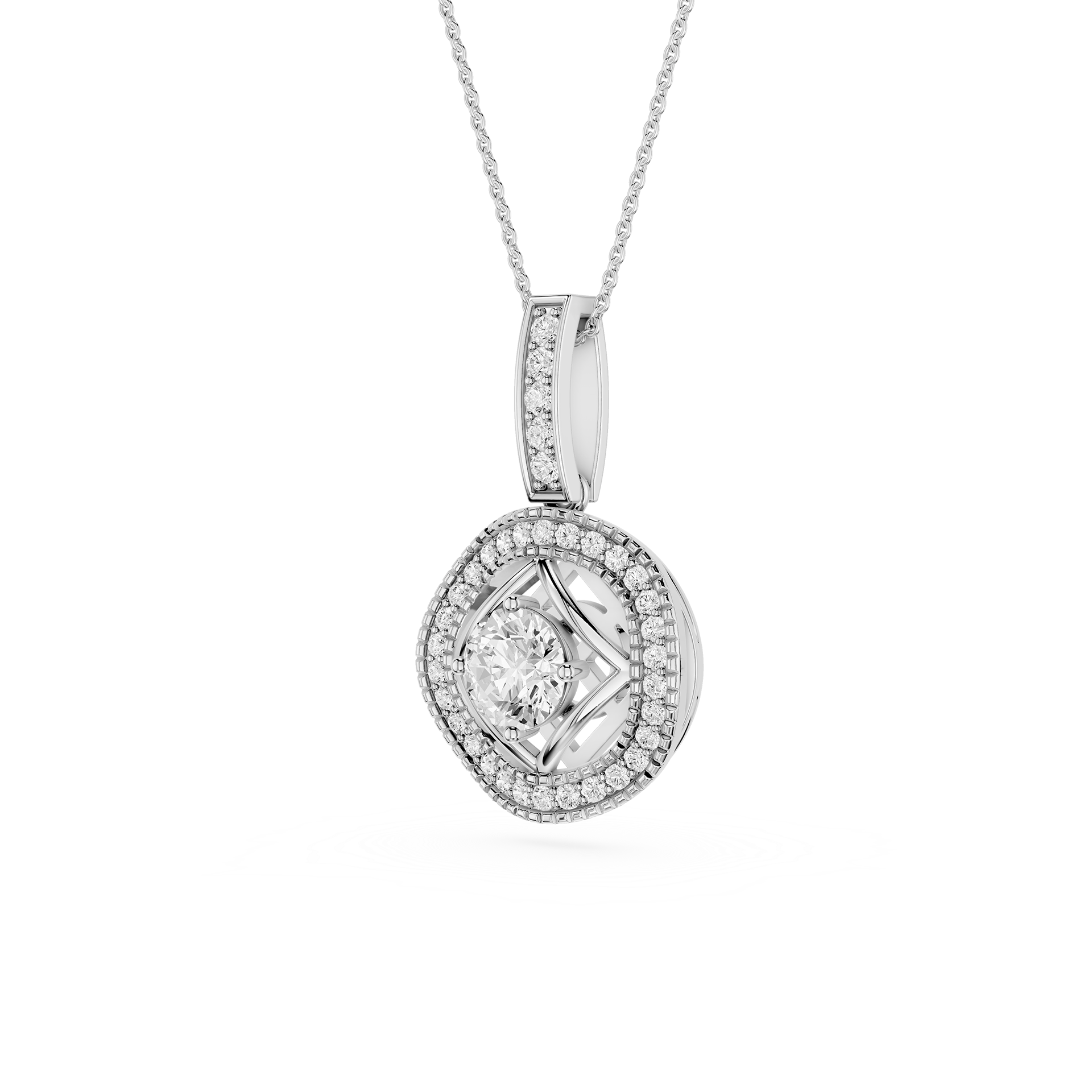Round Cut Halo Lab Grown Diamond Pendant