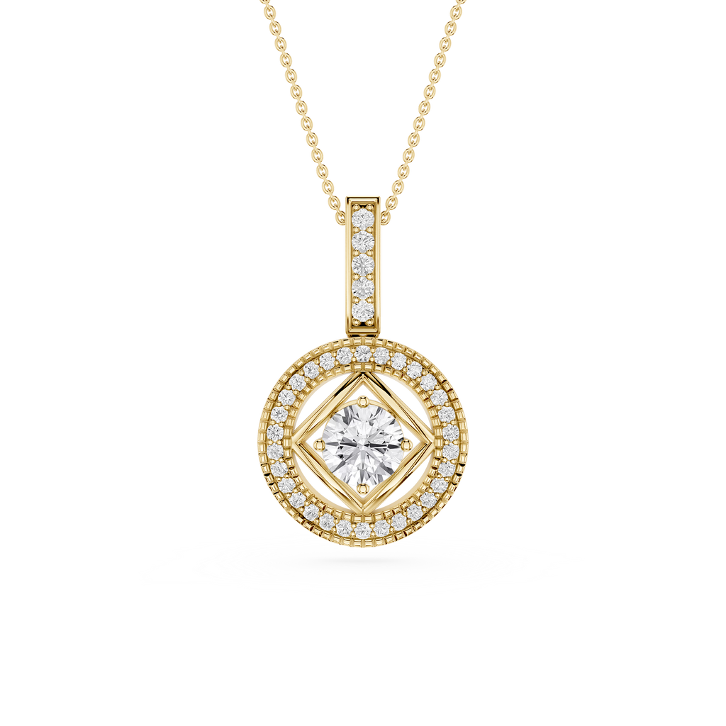 Round Cut Halo Lab Grown Diamond Pendant