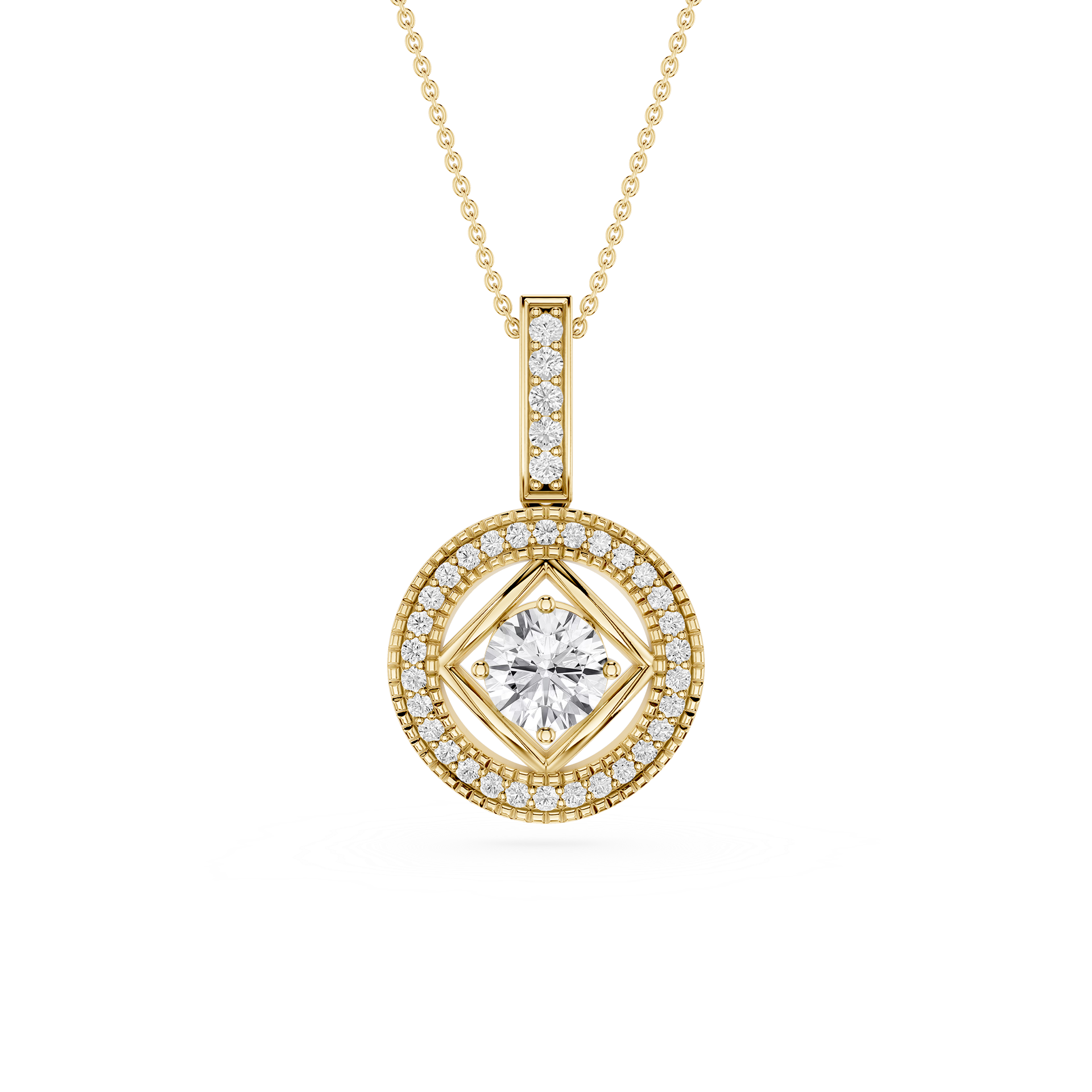 Round Cut Halo Lab Grown Diamond Pendant