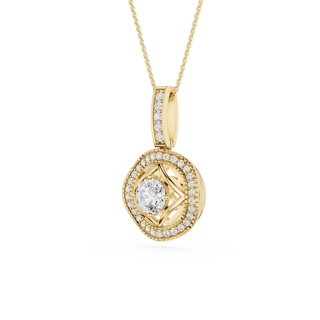 Round Cut Halo Lab Grown Diamond Pendant