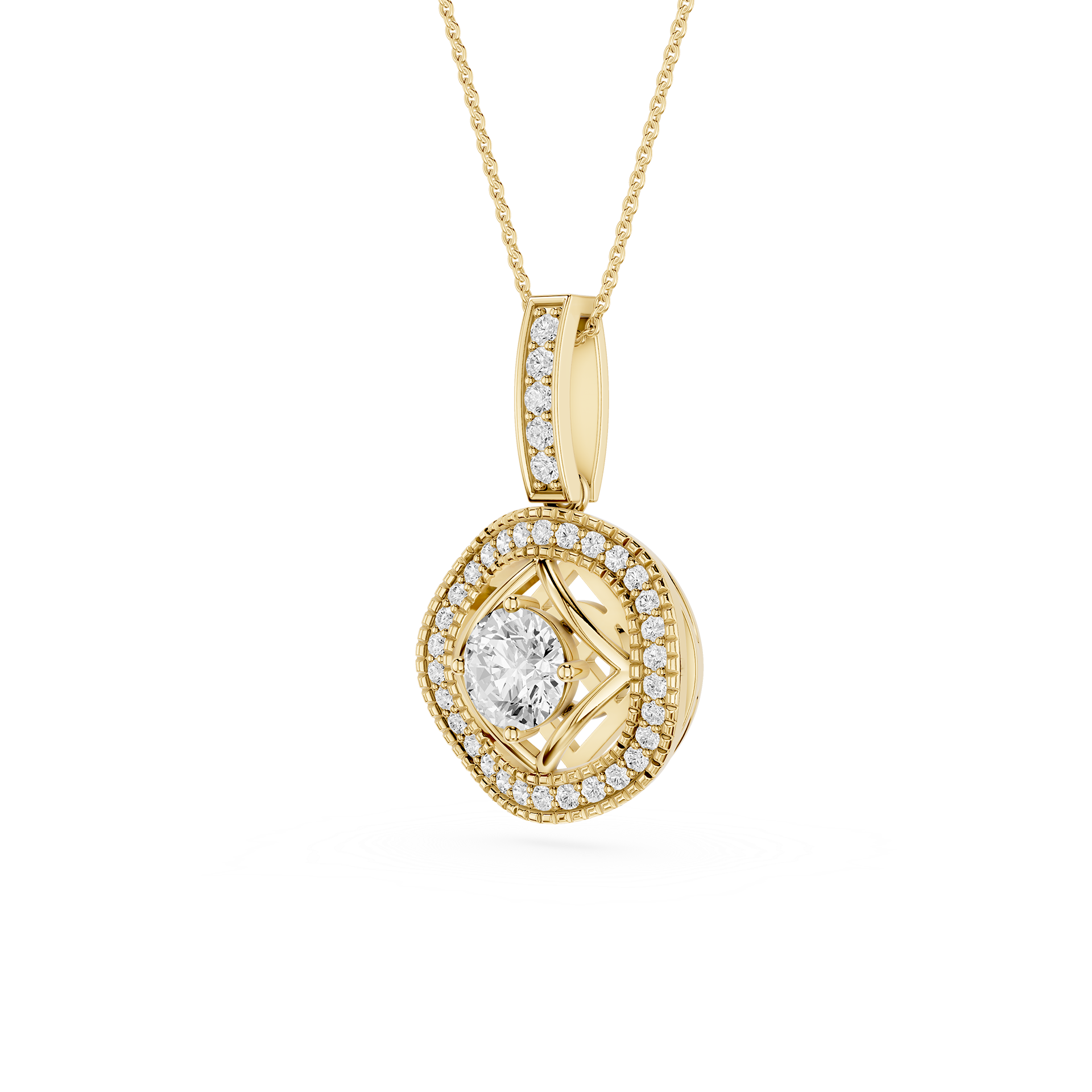 Round Cut Halo Lab Grown Diamond Pendant