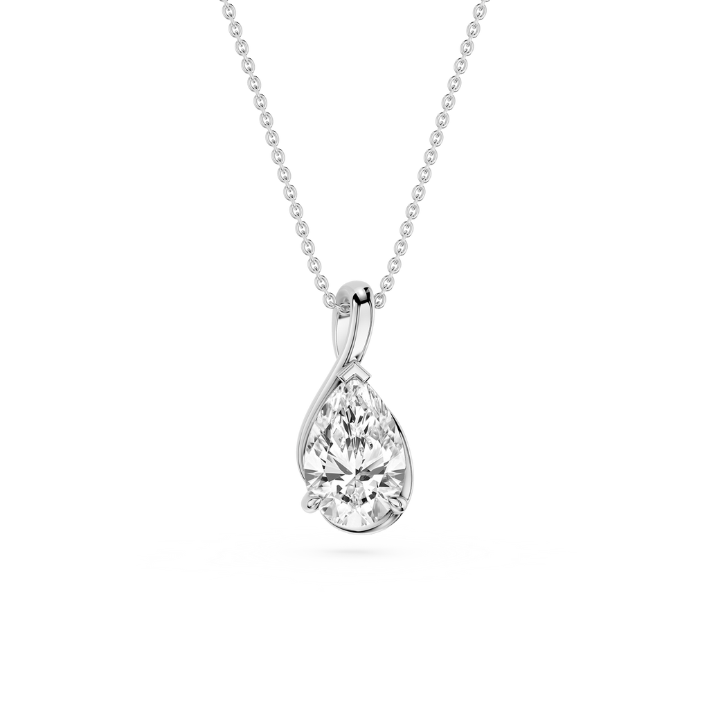 Pear Cut Lab Grown Diamond Drop Pendant