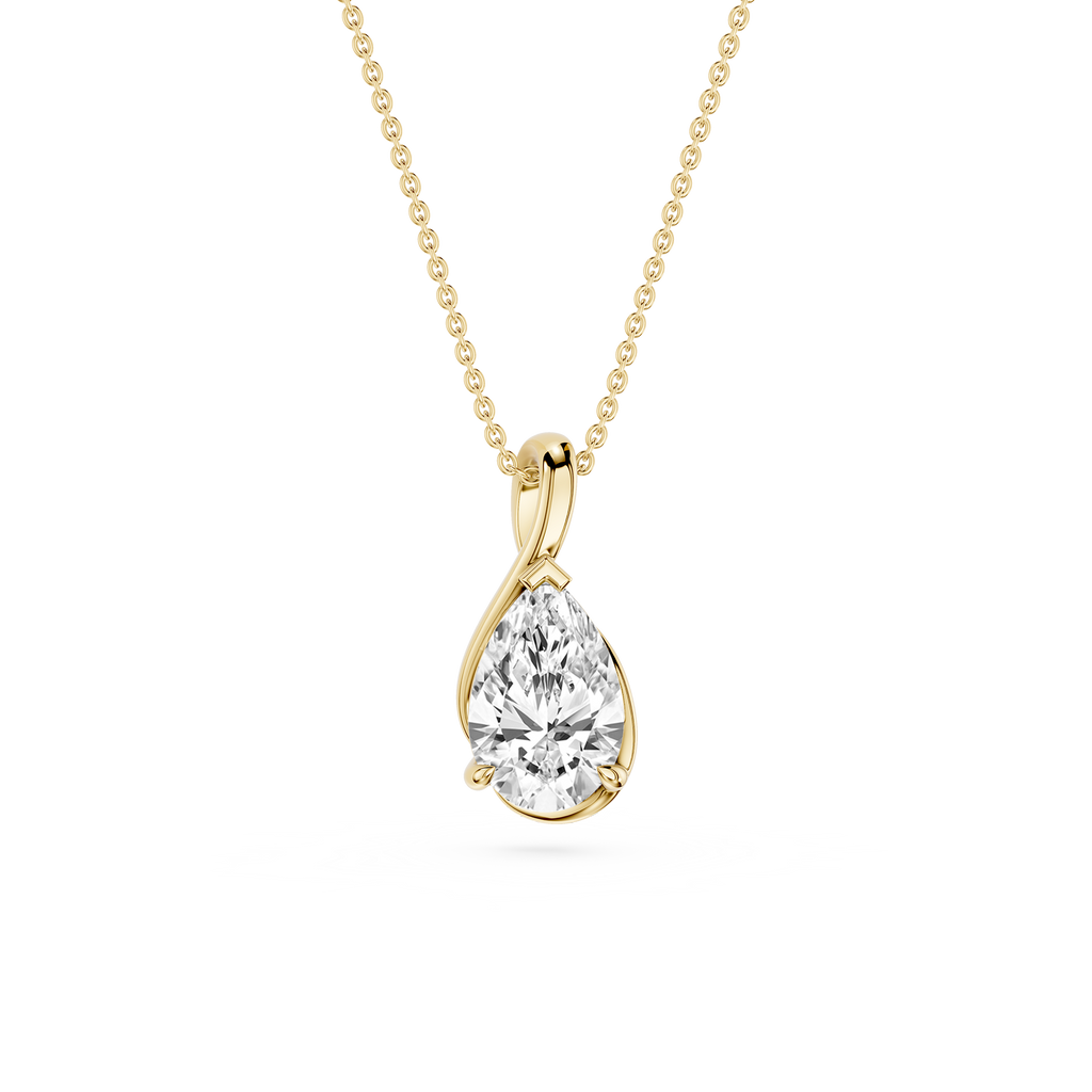 Pear Cut Lab Grown Diamond Drop Pendant