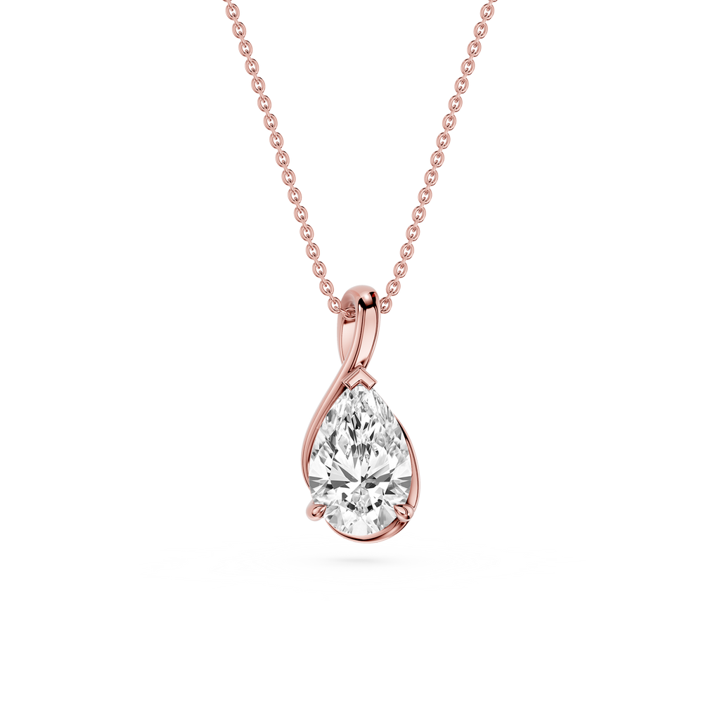 Pear Cut Lab Grown Diamond Drop Pendant