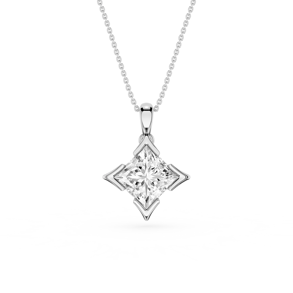 Princess Cut Lab Grown Diamond Solitaire Pendant