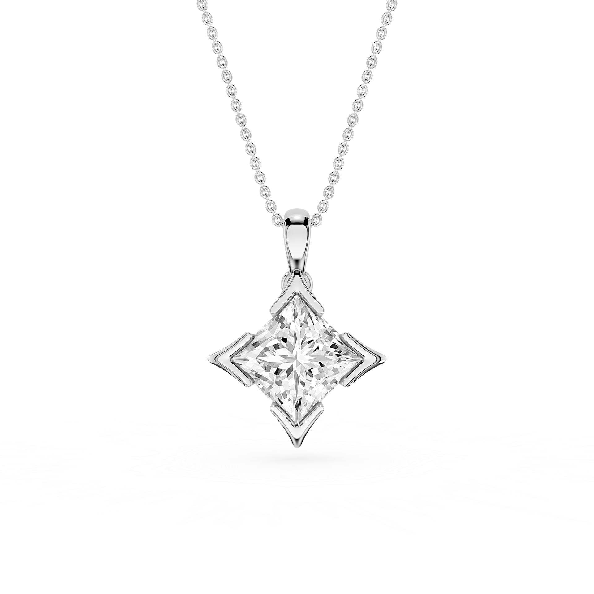 Princess Cut Lab Grown Diamond Solitaire Pendant