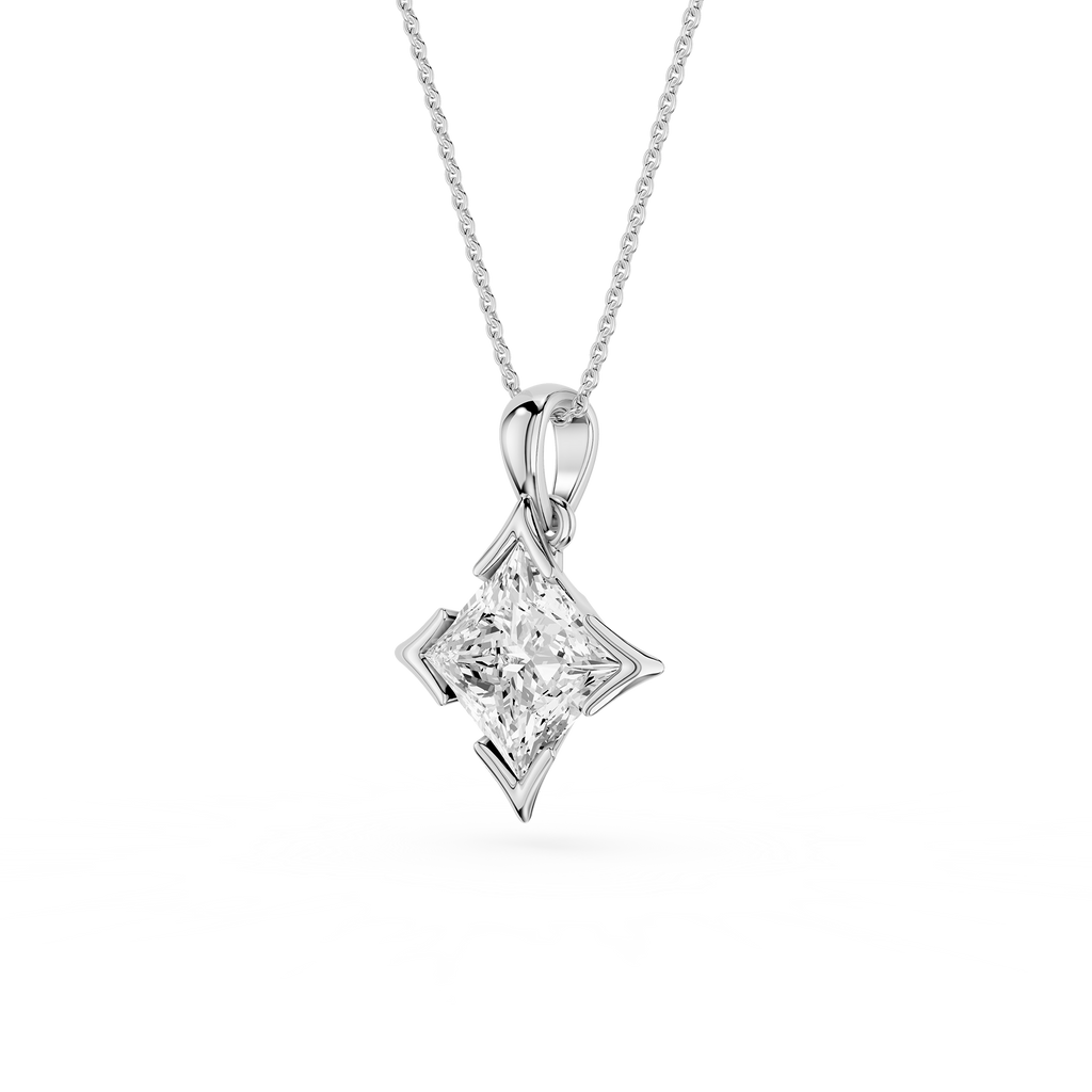 Princess Cut Lab Grown Diamond Solitaire Pendant