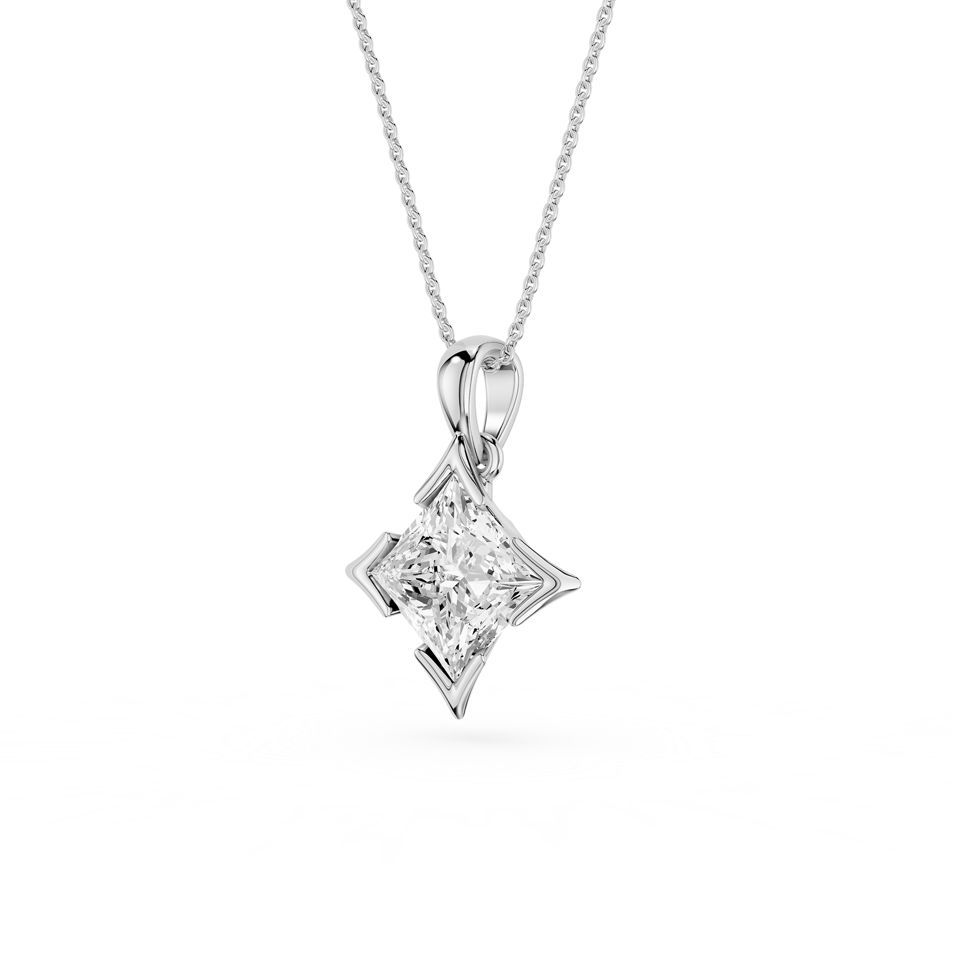Princess Cut Lab Grown Diamond Solitaire Pendant