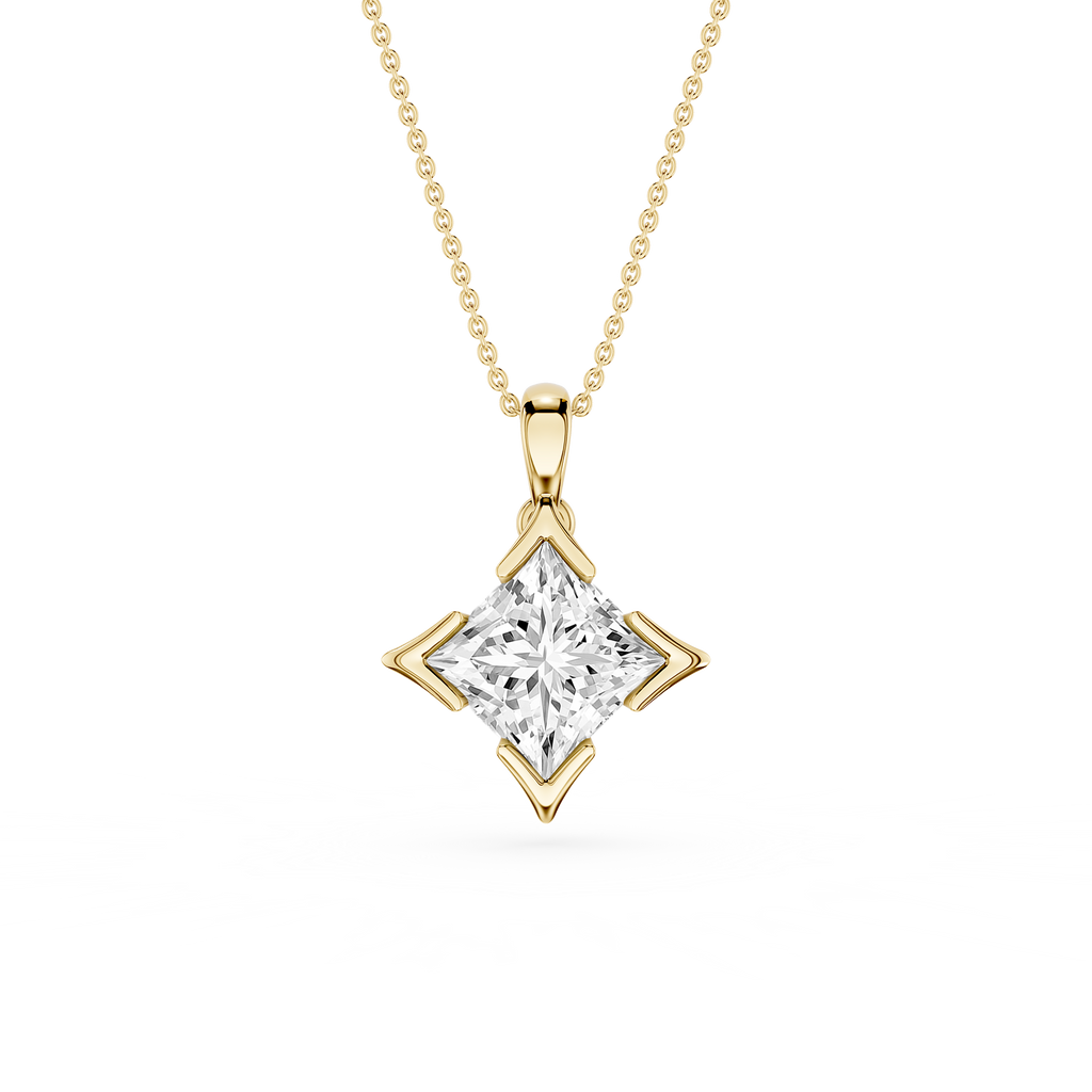 Princess Cut Lab Grown Diamond Solitaire Pendant
