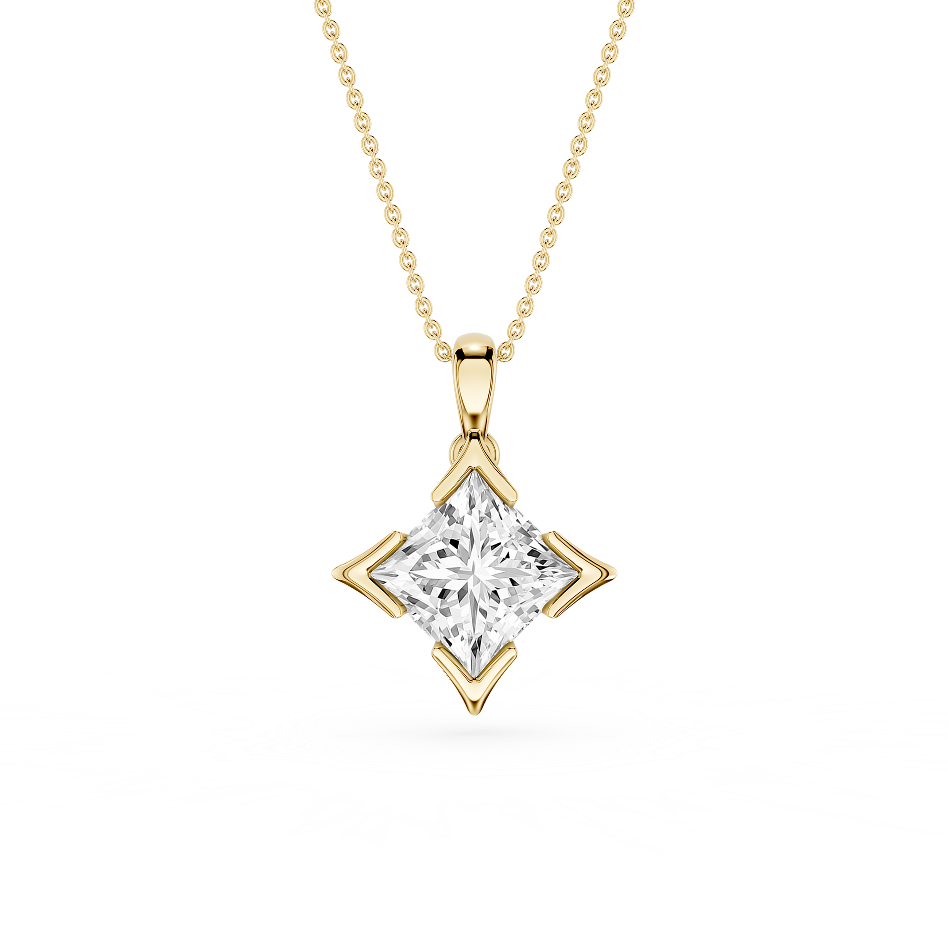 Princess Cut Lab Grown Diamond Solitaire Pendant