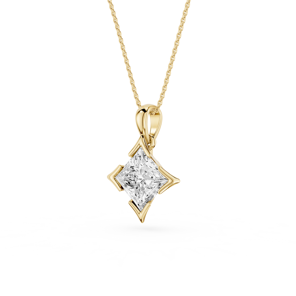 Princess Cut Lab Grown Diamond Solitaire Pendant