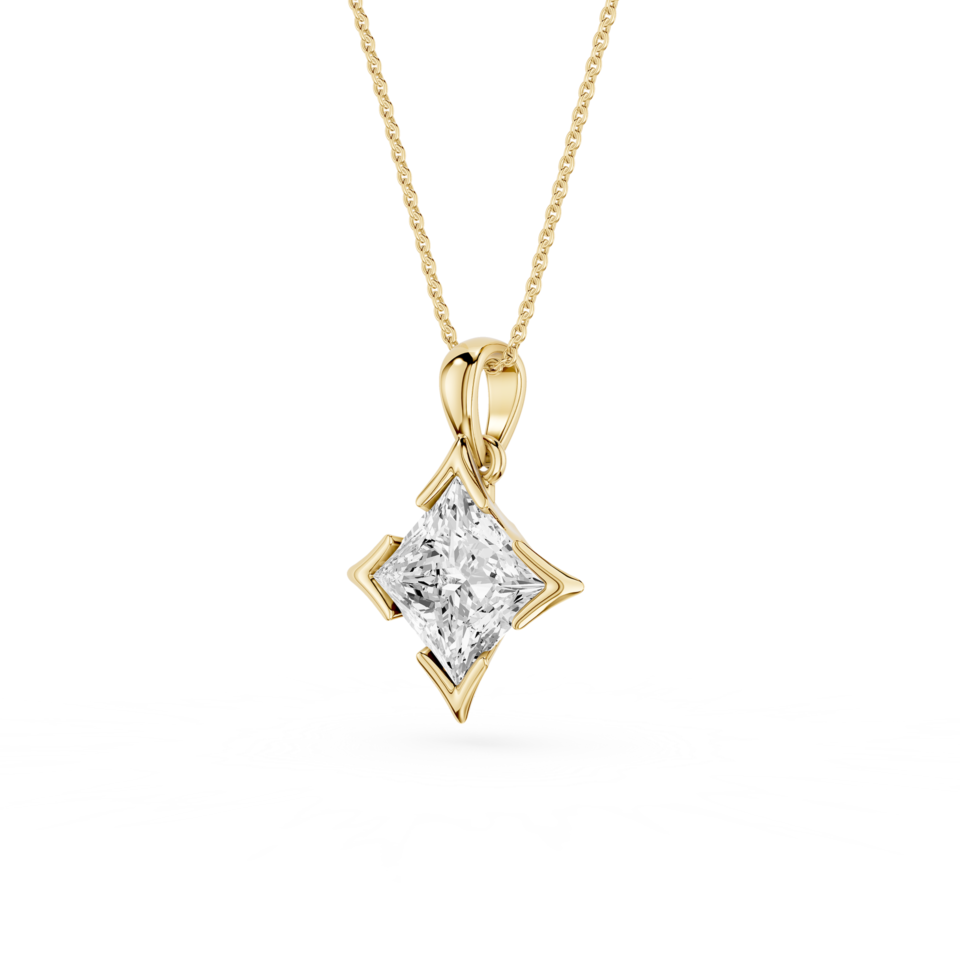 Princess Cut Lab Grown Diamond Solitaire Pendant