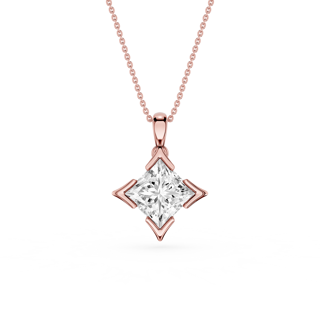 Princess Cut Lab Grown Diamond Solitaire Pendant