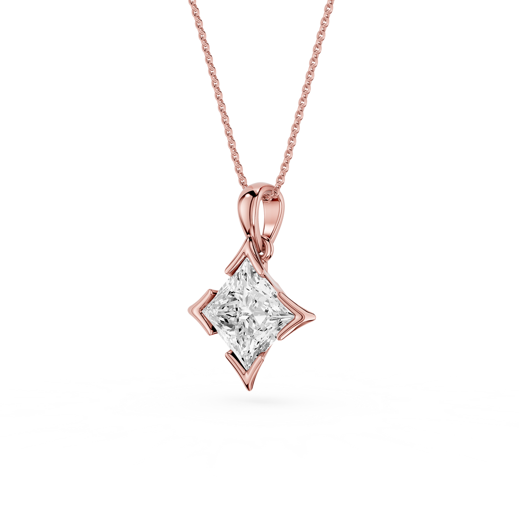 Princess Cut Lab Grown Diamond Solitaire Pendant