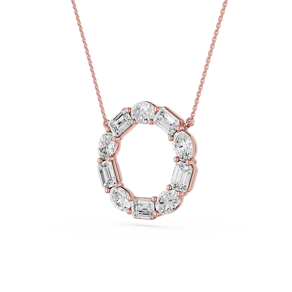 Mixed Shape Lab Grown Diamond Circle Pendant